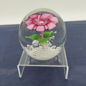 Flower Paperweight Decoration Glass Crystal Decoration Pink Green